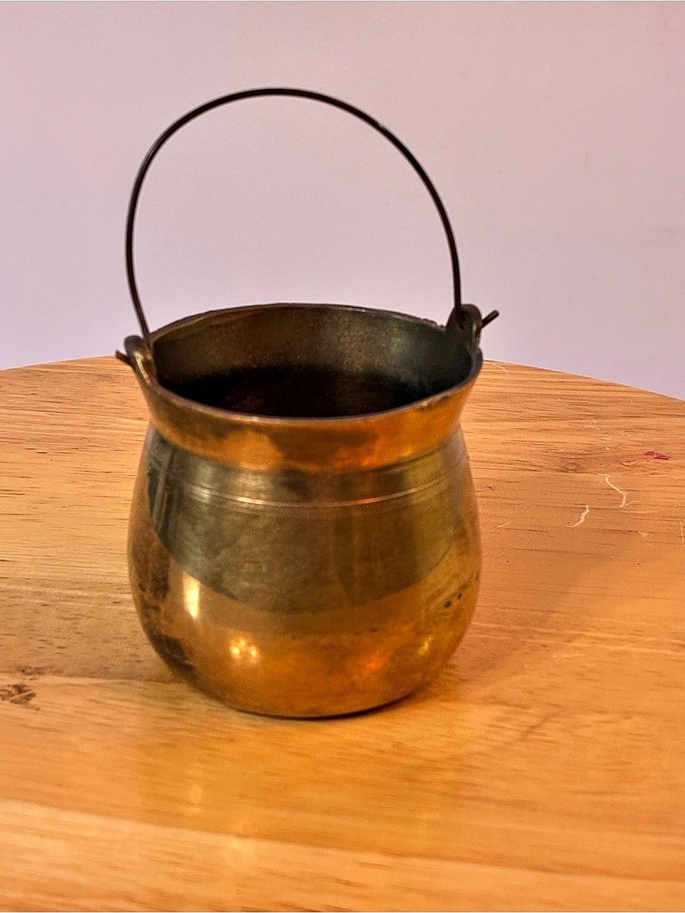 MCM Brass Pot with Handle, Brown & Gold